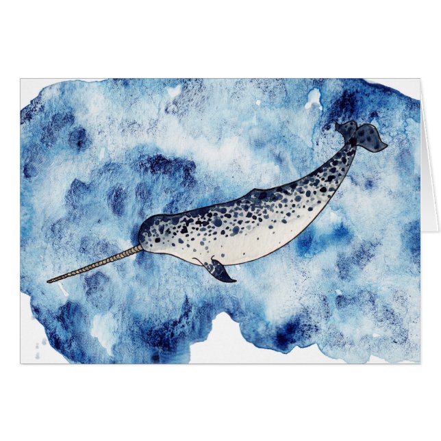 Narwhal in een spetter van waterverf (Voorkant Horizontaal)