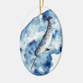 Narwhal in een spetter van waterverf keramisch ornament (Links)