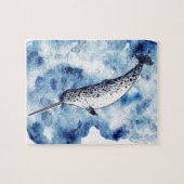 Narwhal in een spetter van waterverf legpuzzel (Horizontaal)
