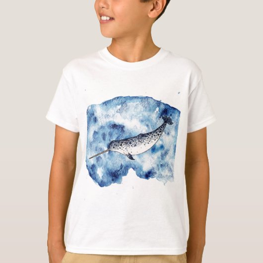Narwhal in een spetter van waterverf t-shirt (Voorkant)