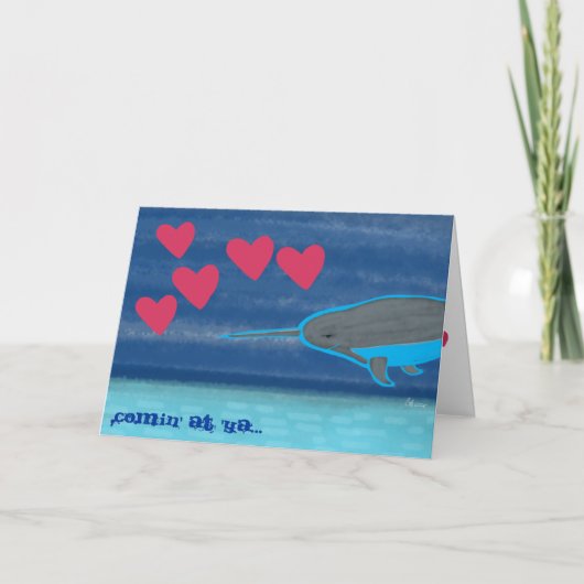 Narwhal in liefde Valentijnsdag Kaart (Voorkant)