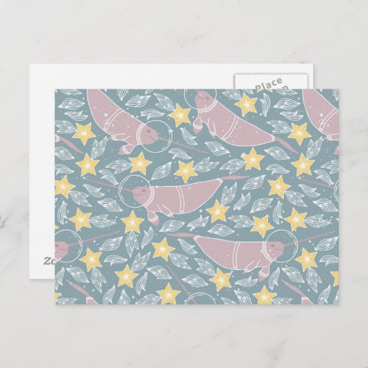 Narwhal in Space Pattern Briefkaart (Voorkant / Achterkant)