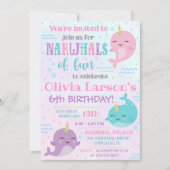 Narwhal Invitation Narwhal Birthday Invite Kaart (Voorkant)