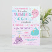 Narwhal Invitation Narwhal Birthday Invite Kaart (Staand voorkant)