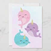 Narwhal Invitation Narwhal Birthday Invite Kaart (Achterkant)