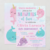 Narwhal Invitation Narwhal Birthday Invite Kaart (Voorkant / Achterkant)