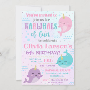 Narwhal Invitation Narwhal Birthday Invite Kaart