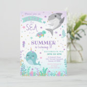 Narwhal Invitation - Shark and Narwhal Invitation Kaart (Staand voorkant)