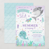 Narwhal Invitation - Shark and Narwhal Invitation Kaart (Voorkant / Achterkant)