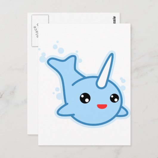 Narwhal Kawaii Briefkaart (Voorkant / Achterkant)