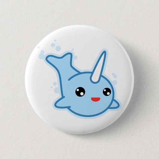 Narwhal Kawaii Ronde Button 5,7 Cm (Voorkant)
