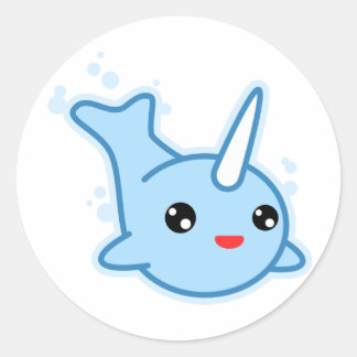 Narwhal Kawaii Ronde Sticker