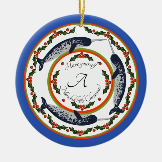 Narwhal Kerstversiering Keramisch Ornament (Voorkant)