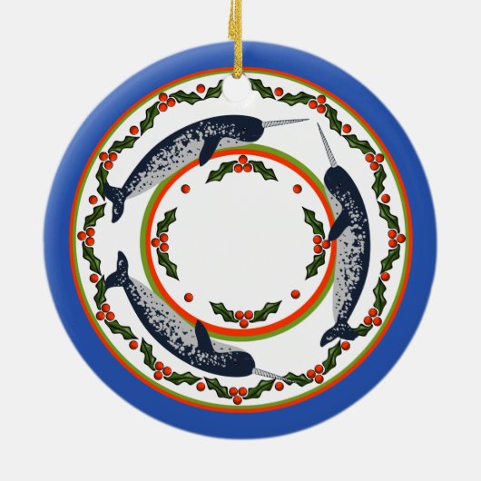Narwhal Kerstversiering Keramisch Ornament (Achterkant)