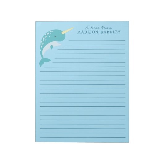 Narwhal Kind Cute Briefpapier Notitieblok (Linkerzijde)