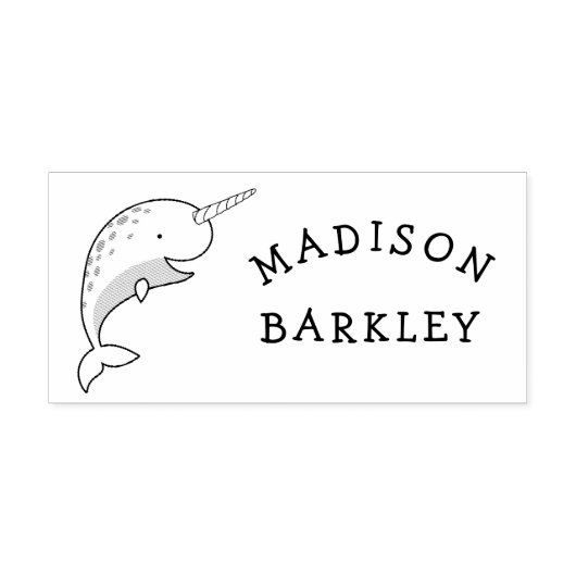 Narwhal Kind Leuke walvis naam Rubberstempel (Afrduk)