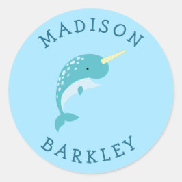Narwhal Kind Schattigee walvis envelop Seal Sticke Ronde Sticker