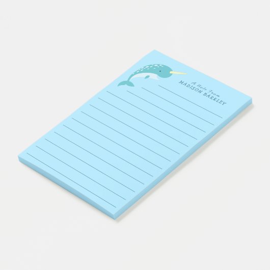 Narwhal Kind's Cute Whale Post-it® Notes (Schuin)