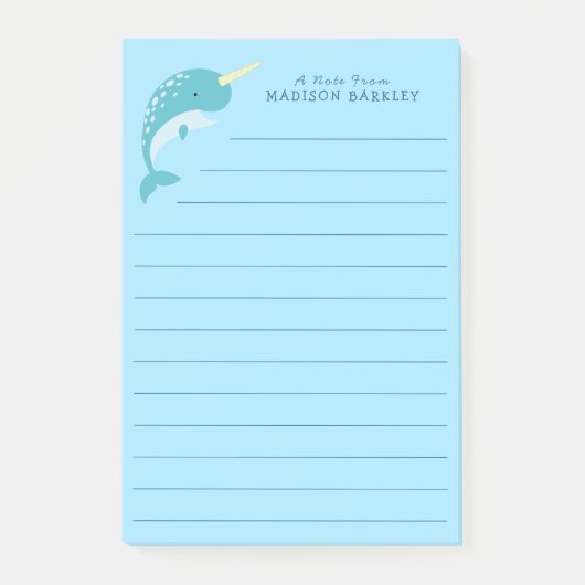 Narwhal Kind's Cute Whale Post-it® Notes (Voorkant)