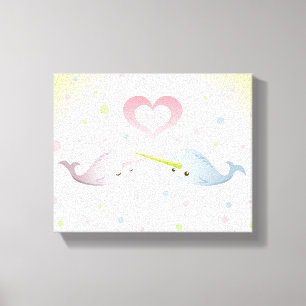 Narwhal Kisses Canvas Afdruk