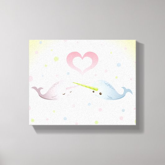Narwhal Kisses Canvas Afdruk (Voorkant)