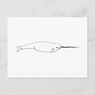 Narwhal (line art illustration) briefkaart