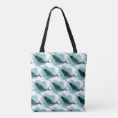 Narwhal Love | Waterverf turquoise harten Tote Bag (Achterkant)