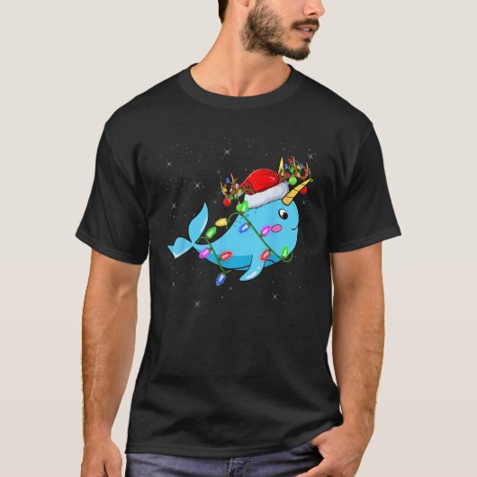 Narwhal Lover Kerstmis Verlichting Santa Narwhal K T-shirt (Voorkant)