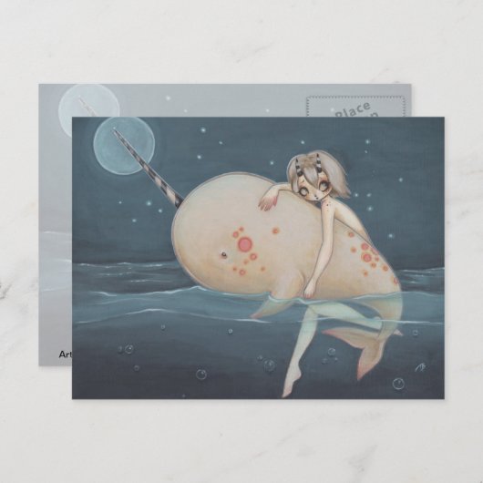 Narwhal lowbrow gothic art briefkaart (Voorkant / Achterkant)