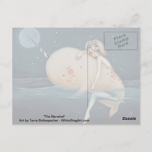Narwhal lowbrow gothic art briefkaart (Achterkant)