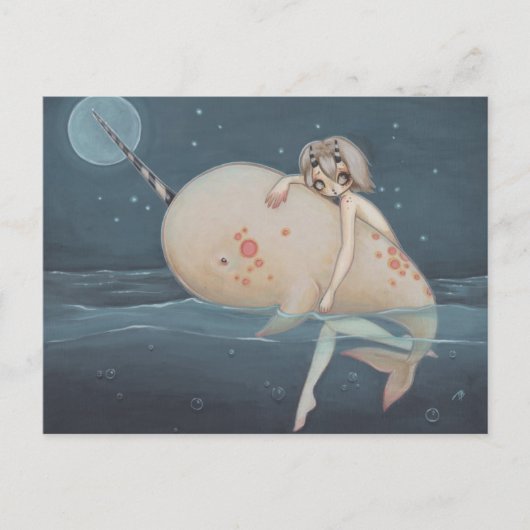 Narwhal lowbrow gothic art briefkaart (Voorkant)