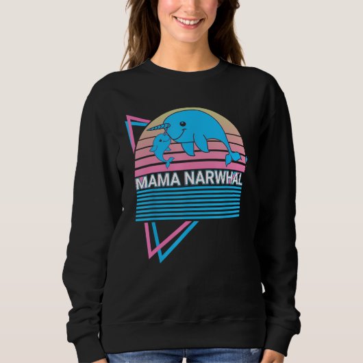 Narwhal Mama Retro Mama Narwhal Trui (Voorkant)