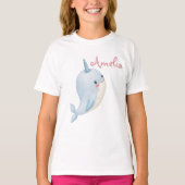Narwhal Meisje Verjaardag Naam toevoegen Gepersona T-shirt (Voorkant)