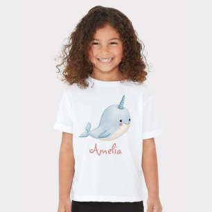 Narwhal Meisje Verjaardag Naam toevoegen Gepersona T-shirt