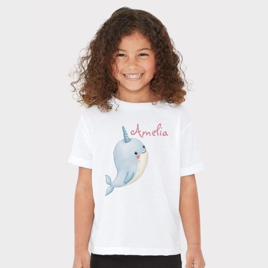 Narwhal Meisje Verjaardag Naam toevoegen Gepersona T-shirt