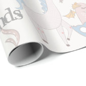 Narwhal Mermaid Unicorn Dragon Pastel Gepersonalis Cadeaupapier (Rol Hoek)