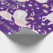 Narwhal Mermaid Unicorn Dragon Pastel Gepersonalis Cadeaupapier (Hoek)