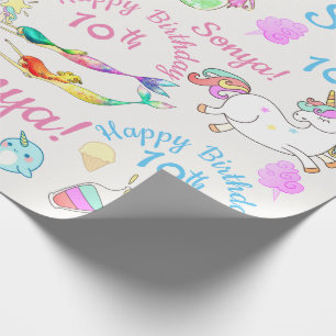 Narwhal, Mermaid, Unicorn Persoonlijke Naam, Leeft Cadeaupapier
