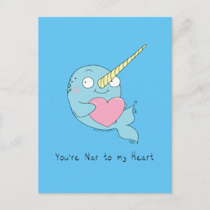 Narwhal met Briefkaart van de hartliefde