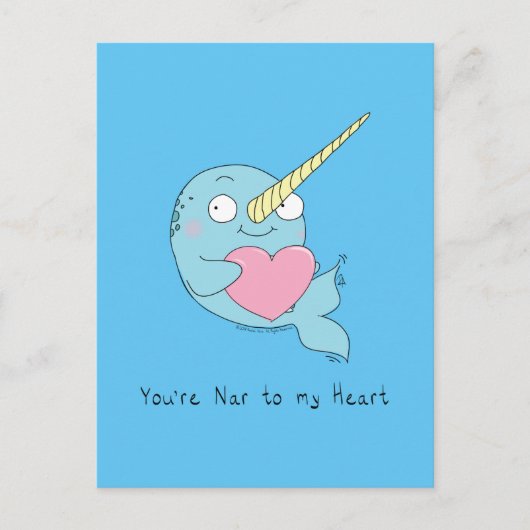Narwhal met Briefkaart van de hartliefde (Voorkant)
