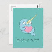 Narwhal met Briefkaart van de hartliefde (Voorkant / Achterkant)