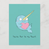 Narwhal met Briefkaart van de hartliefde (Voorkant)