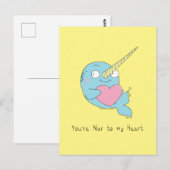 Narwhal met Briefkaart van de hartliefde (Voorkant / Achterkant)