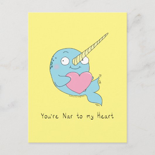 Narwhal met Briefkaart van de hartliefde (Voorkant)