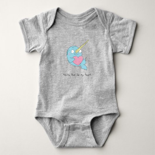 Narwhal met Heart Baby Bodysuit Blue (Voorkant)