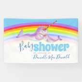 Narwhal moeder baby waterverf regenboog baby showe spandoek (Horizontaal)