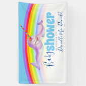 Narwhal moeder baby waterverf regenboog baby showe spandoek (Verticaal)