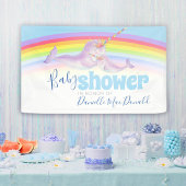 Narwhal moeder baby waterverf regenboog baby showe spandoek