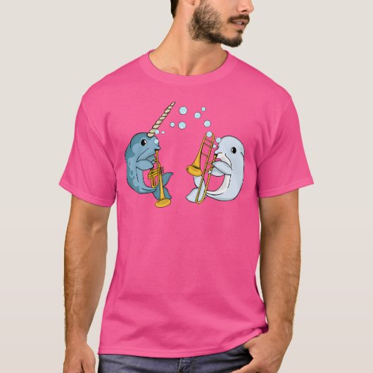 Narwhal Musician Trombone Kinder Beluga Whale Trum T-shirt (Voorkant)