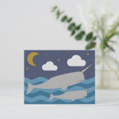 Narwhal Night Swim Briefkaart (Staand voorkant)